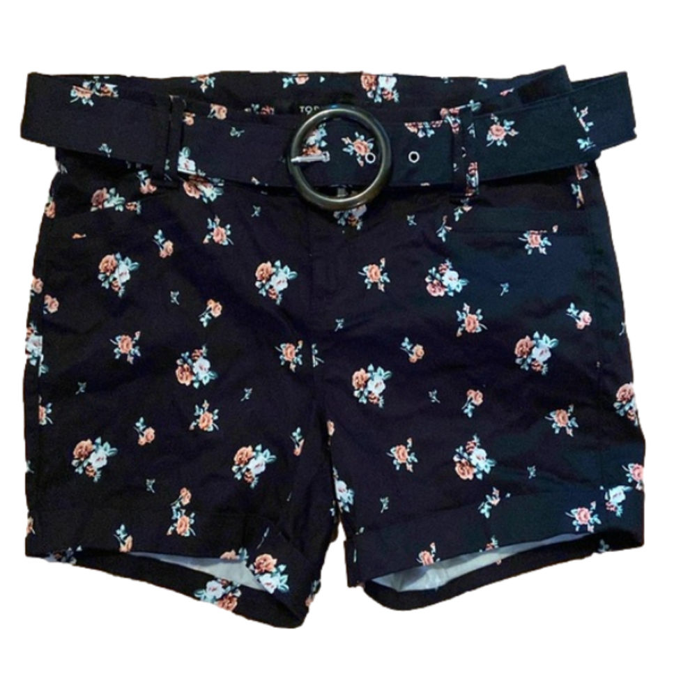 TORRID Belted Floral Shorts Black 12